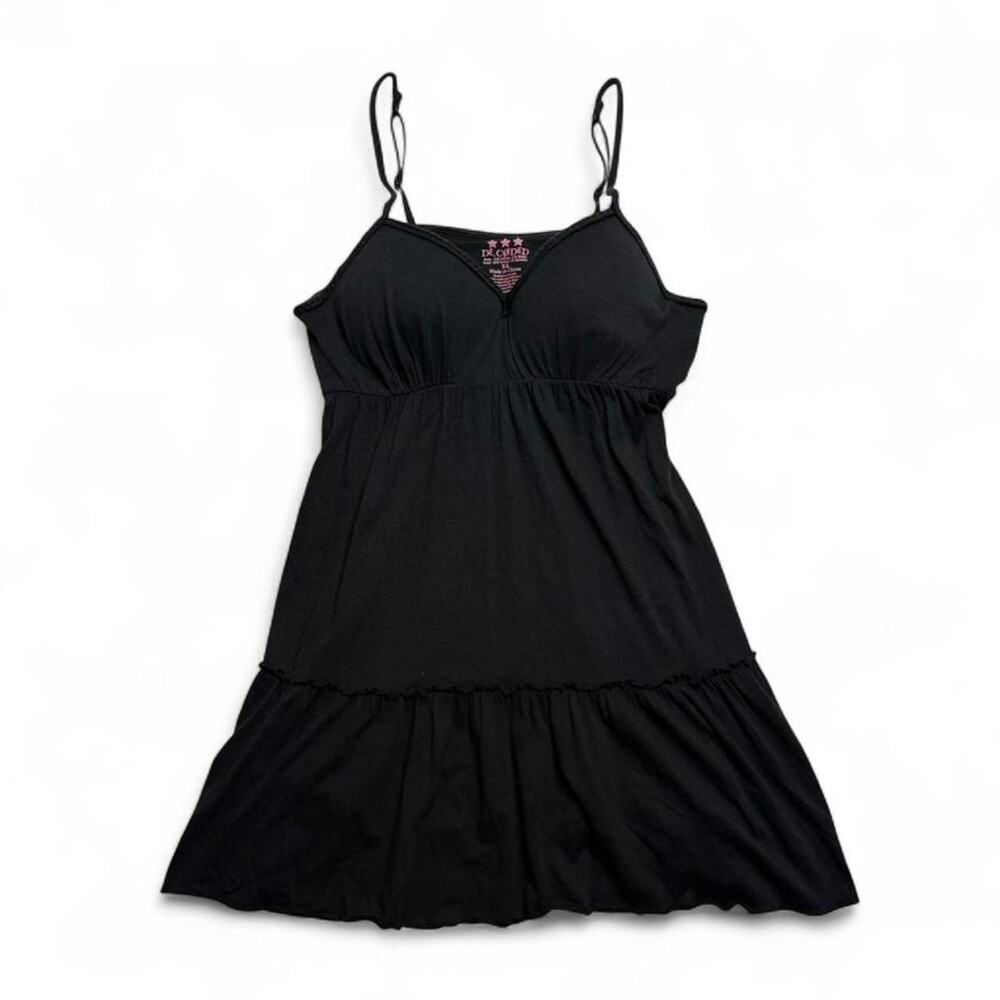 Black babydoll mini dress with adjustable straps ruffle hem Size XL bellaswan - Picture 3 of 5